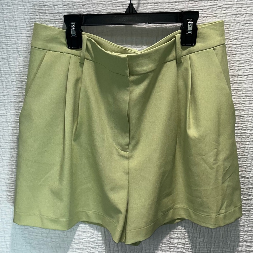 NWOT Lime Green Pleated Shorts